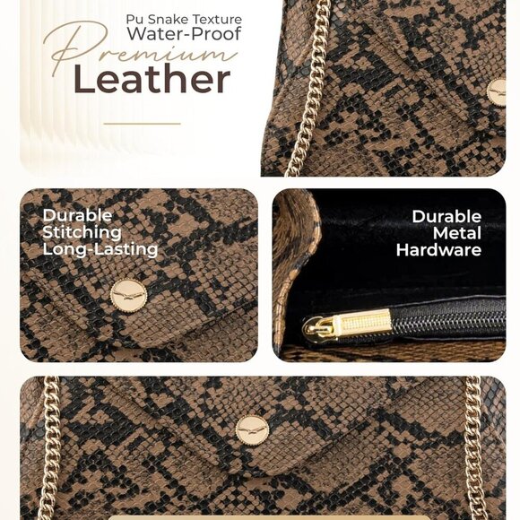 Evening Clutch Purses For Women - Elegant Envelope Clutch RFID Bag with Detachab - Picture 8 of 8